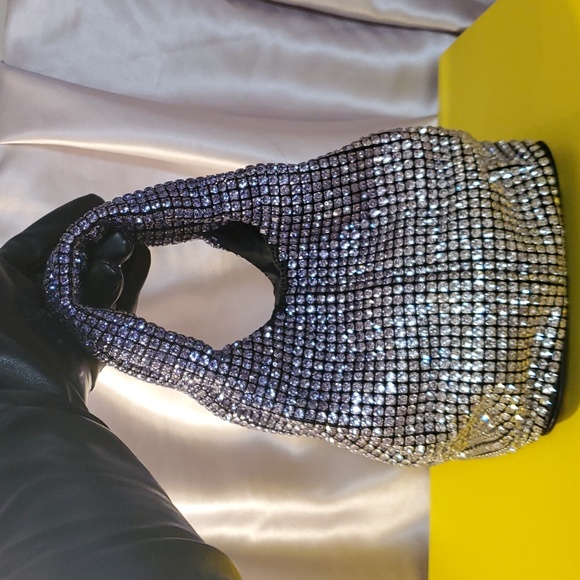 Silver Ombre Luxury Designer Style Rhinestones Top Handle Bag - Picture 1 of 9